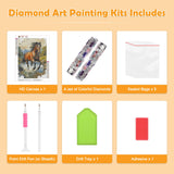 MOGTAA Horse Diamond Art Kits for Adults, 5D Full Drill Diamond Painting Kits for Adults Beginners, DIY Landscape Round Diamond Dots for Adults, Gem Art for Home Decor 12 X 16Inch MOGTAA