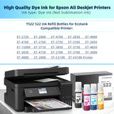 OFFICENTER T522 522 Ink Refill Bottles for Ecotank ET-2800 ET-2720 ET-2803 ET-4700 ET-4800 ET-4810 ET-2400 ET-2840 Printer (4BK 2C 2M 2Y) OFFICENTER
