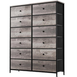 Arlopu 12-Drawer Dresser, 35.2’‘ Widened 6-Layer Fabric Storage Tower w/Textured Print Fabric Bins, Tall Chest Organizer Unit for Living Room, Hallway, Nursery, Closets, Adjustable Feetpad Arlopu