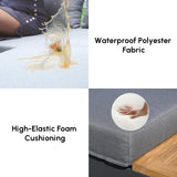 homary 6 Piece Aluminum & Teak Outdoor Sofa Set, Patio Conversation Sets Modular Outdoor Sofa with Fire Pit, Glass Wind Guard Ideal for Patios & Balconies homary