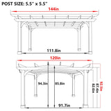 MUPATER 10x12 FT Wooden Pergola Patio with Arched Roof and Stakes, Outdoor Pergola Garden Shelter Cedar Framed for Backyard, Deck, Lawn MUPATER