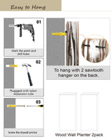 MHYGJQA Wood Wall Planter for Indoor Plants,2 Pack Handmade Torched Wood Wall Decor for Dried Flowers and Faux Greenery Plants,Modern Farmhouse Wall Vase Bathroom,Bedroom,Living Room(Weathered White) MHYGJQA