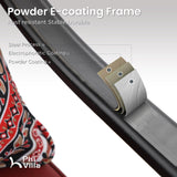 PHI VILLA 5 pcs Outdoor Bar Set, Outdoor Swivel Bar Stool with Red Seat Cushion and Lumbar Support,Extra Large Metal Bar Table with Umbrella Hole for Poolside Garden PHI VILLA