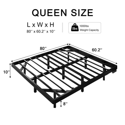 Einhomn Floating Queen Bed Frame with Smart LED Lights & Charging Station – Black Metal Platform, No Box Spring Needed - WoodArtSupply