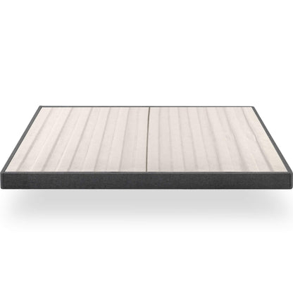 ZINUS Upholstered Metal and Wood Box Spring / 4 Inch Mattress Foundation / Easy Assembly / Fabric Paneled Design, King, Grey