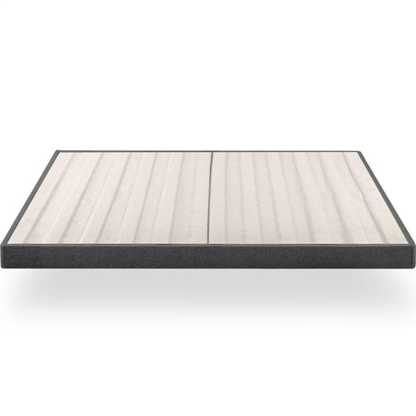 ZINUS Upholstered Metal and Wood Box Spring / 4 Inch Mattress Foundation / Easy Assembly / Fabric Paneled Design, King, Grey Zinus