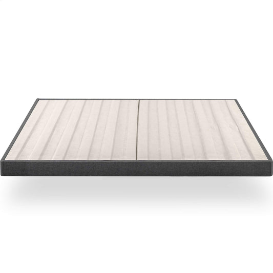 ZINUS Upholstered Metal and Wood Box Spring / 4 Inch Mattress Foundation / Easy Assembly / Fabric Paneled Design, King, Grey