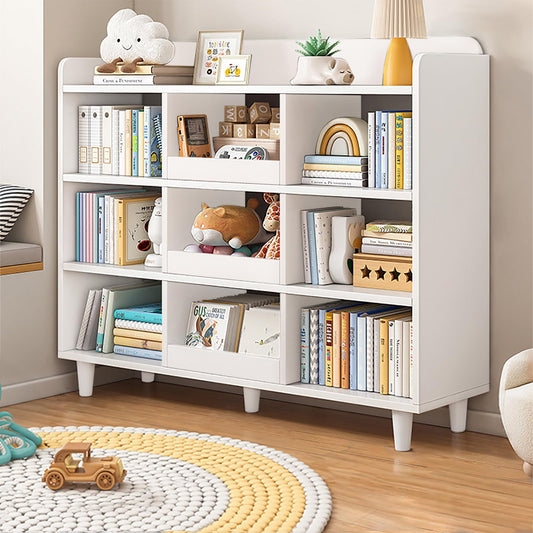 NELYE Pearl White 3-Tier Wooden Cube Bookcase with Legs for Stylish Kidsroom Storage - WoodArtSupply