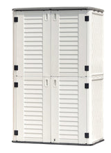 KINYING Outdoor Storage Shed Waterproof, Resin Vertical Storage Cabinet Double-Layered, Versatile to Store Patio Furniture, Garden Tools, Pool Accessories,Mower (66 Cu.ft,White) KINYING