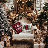 GEEORY Merry Christmas Throw Pillow Covers 18x18 Inch Set of 4, Xmas Trees Truck Buffalo Plaid Believe Farmhouse Decorative Cushion Cases for Home Decoration G421-18 GEEORY