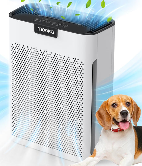 Air Purifiers for Home Large Room 2000 Ft² with Washable Filters, Fragrance Sponge, MOOKA H13 HEPA Filter Pet Air Purifier for Bedroom, Air Cleaner for Smoke Dust Pollen Pets Hair Odor, KJ190L White MOOKA
