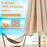 Tangkula 9.5 FT Pulley Lift Round Patio Umbrella, Wooden Market Umbrella W/Rope Pulley Mechanism, 8 Fiberglass Ribs, Portable Table Parasol, Outdoor Sun Umbrella for Garden, Yard, Deck, Pool (Beige) Tangkula