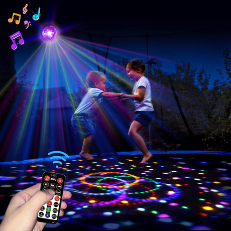 Lights with Music, Large Size 9 Colors LED Lights with Remote Control for Trampoline 16FT 15FT 14FT 12FT 10FT, Sync up to Music for Kids Adults SUVEUS