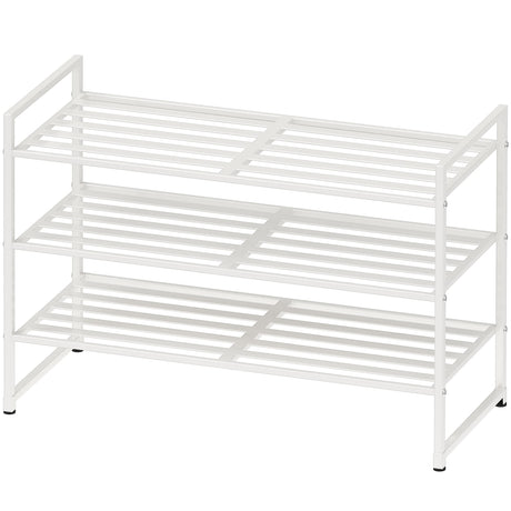 Simple Houseware 3-Tier Stackable Metal Panel Shoes Rack, White Simple Houseware