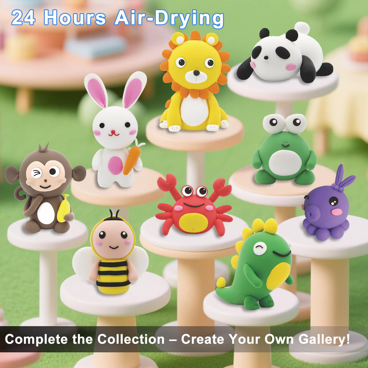 Air Dry Clay for Kids, 12 Animals Modeling Clay Kit with 8 Sculpting Tools and Clear Acrylic Sheet, Soft & Non-Sticky, Safe & Non-Toxic Magic Clays, DIY Arts & Crafts Creative Gift for Boys & Girls Maxsolve