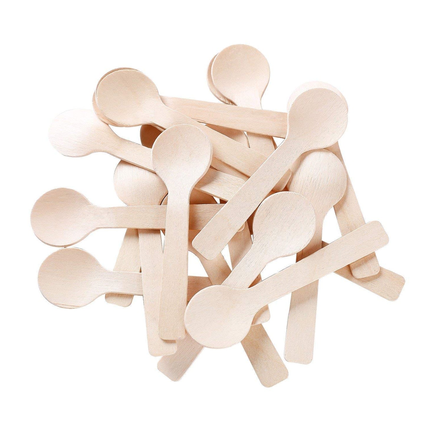 Gmark 4" Mini Wooden Spoons 100 ct, Biodegradable Compostable Birchwood (100pcs/bag) GM1042A