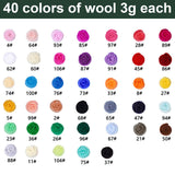 HDFCLUP Needle Felting Kit, Needle Felt Kits for Beginners, Wool Roving Set 40 Rolls, Needle Felting Tools Kit Wool Felt Tools with Instruction Included for Felted Animal Needle Felting Supplies HDFCLUP