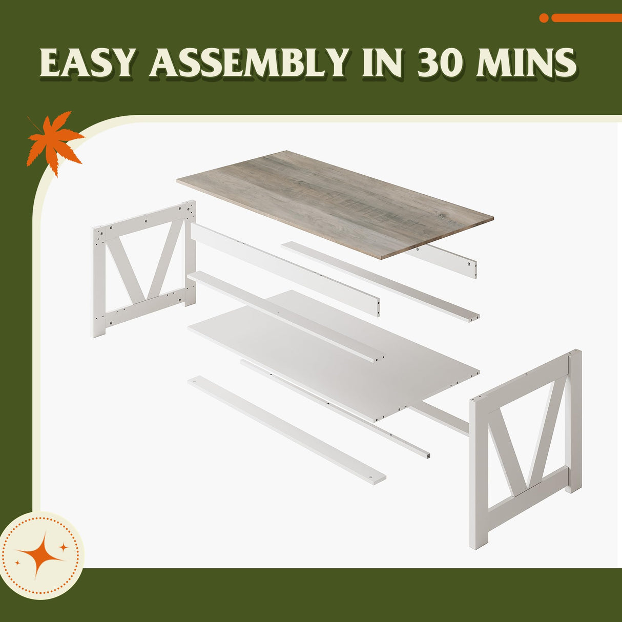 WLIVE Coffee Table, 43" Living Room Coffee Table with Storage Shelf, Center Table for Living Room, Bedroom, Office and Balcony, White WLIVE