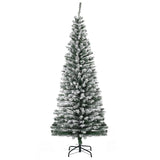 HOMCOM 6' Tall Unlit Snow-Flocked Slim Artificial Christmas Tree with Realistic Branches and 492 Tips HOMCOM