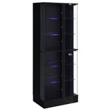 Coaster Home Furnishings Cabra Display Case Curio Cabinet with Glass Shelves and Led Lighting Black High Gloss Coaster Home Furnishings