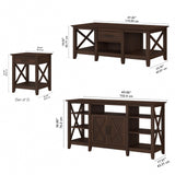 Bush Furniture Key West Tall TV Stand with Coffee Set of 2 End Tables, 24D x 60W x 30H, Bing Cherry Bush Business Furniture