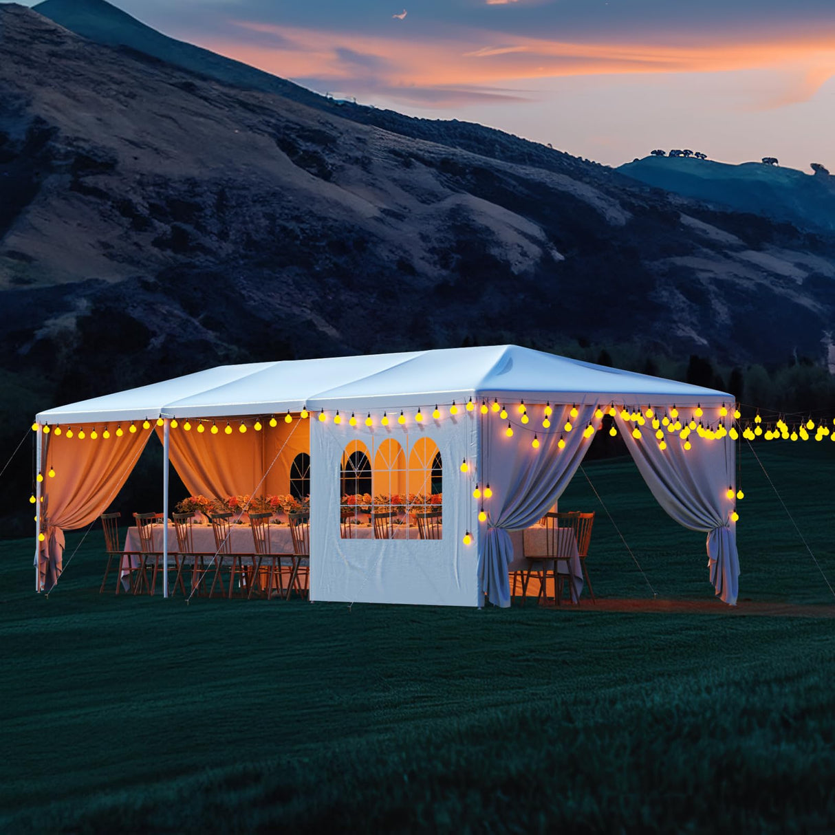 White Party Tent 10x30 Outdoor Canopy Tents for Parties Heavy Duty Patio Gazebo Shelter with 5 Removable Sidewalls Wedding BBQ Events Tent for Birthday Graduation Backyard Garden DOINUO