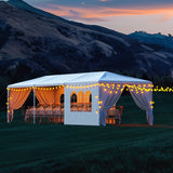 White Party Tent 10x30 Outdoor Canopy Tents for Parties Heavy Duty Patio Gazebo Shelter with 5 Removable Sidewalls Wedding BBQ Events Tent for Birthday Graduation Backyard Garden DOINUO