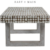 East at Main White Coffee Table – Handmade Accent Table with Coconut Shell Inlay, 40" Rectangular Wood Table for Living Room, Coastal Farmhouse or Boho Decor East at Main