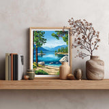 Lake Paint by Number, Lake Tahoe Paint by Numbers Kit for Adults, Mountain Lakes Wall Art, California Nature Landscape Acrylic Painting, Home Wall Decor - Mountains Trees(16x20inch, No Frame) Cawpom