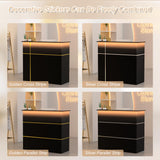 AHB Reception Desk with Counter, Modern Front Table Equipped Lockers & Storage Shelves, 50-inch Checkout Counter with LED Lights & DIY Stripe for Lobbies, Salons, Retail, Home Offices, Reception Room AHB