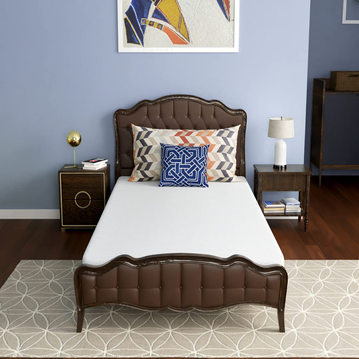 PayLessHere 6 Inch Twin Green Tea Cooling Gel Memory Foam Mattress Twin Size in a Box,Medium-Firm,Pressure Relief&Temperature Regulation,CertiPUR-US Certified,White PayLessHere