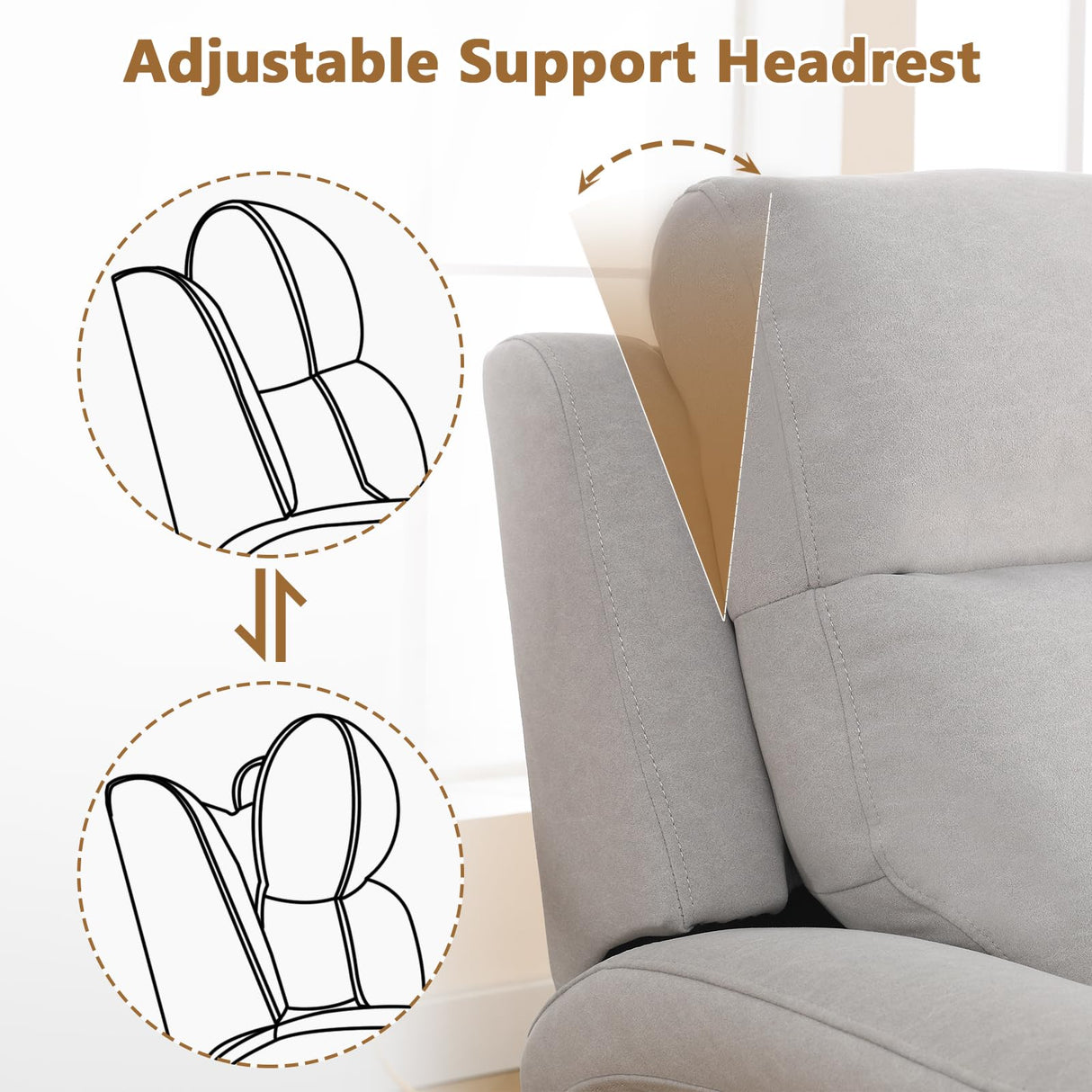 ANJ Beige Power Reclining Loveseat Sofa Couch, Oversized 2-Seater Recliner for Living Room with Overstuffed Armrests, Pet Friendly Small Space Recliner Couch, Full-Body Support Loveseat ANJ