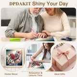 DPDAKIT Rose Diamond Painting Kits, Love 5D Special Shape Diamond Art Kits for Adults, Crystal Rhinestones Art Craft for Beginners DIY Home Wall Decor Gift, 12 × 12 Inches DPDAKIT