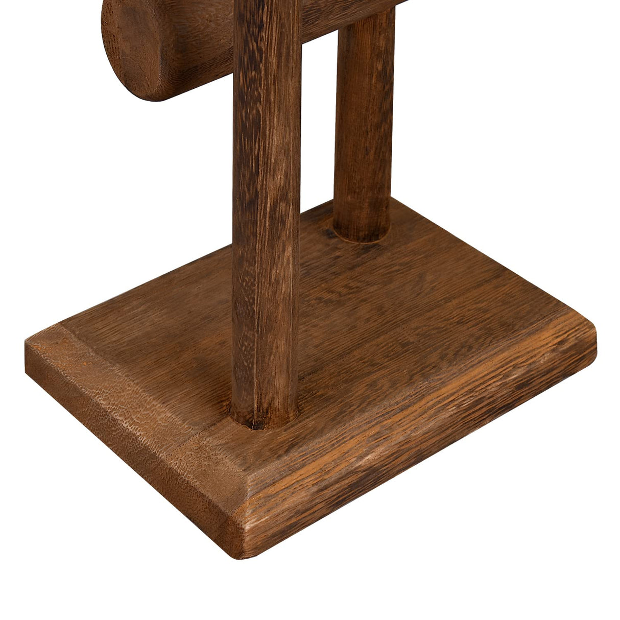 Ikee Design 2 Tier Wooden Jewelry Bracelet Watch Display Tower, Bangle Scrunchie Necklace Holder Storage Stand, 7.9 W x 4.3 D x 9.4 H in, Brown Color Ikee Design