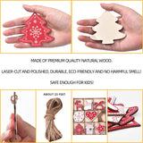 Christmas Ornaments, IDATOO 32 PCS Wooden Christmas Tree Hanging Decorations, Farmhouse Rustic Personalized Gift for Christmas Home Xmas Tree Window Door Accessories (32 pcs) IDATOO