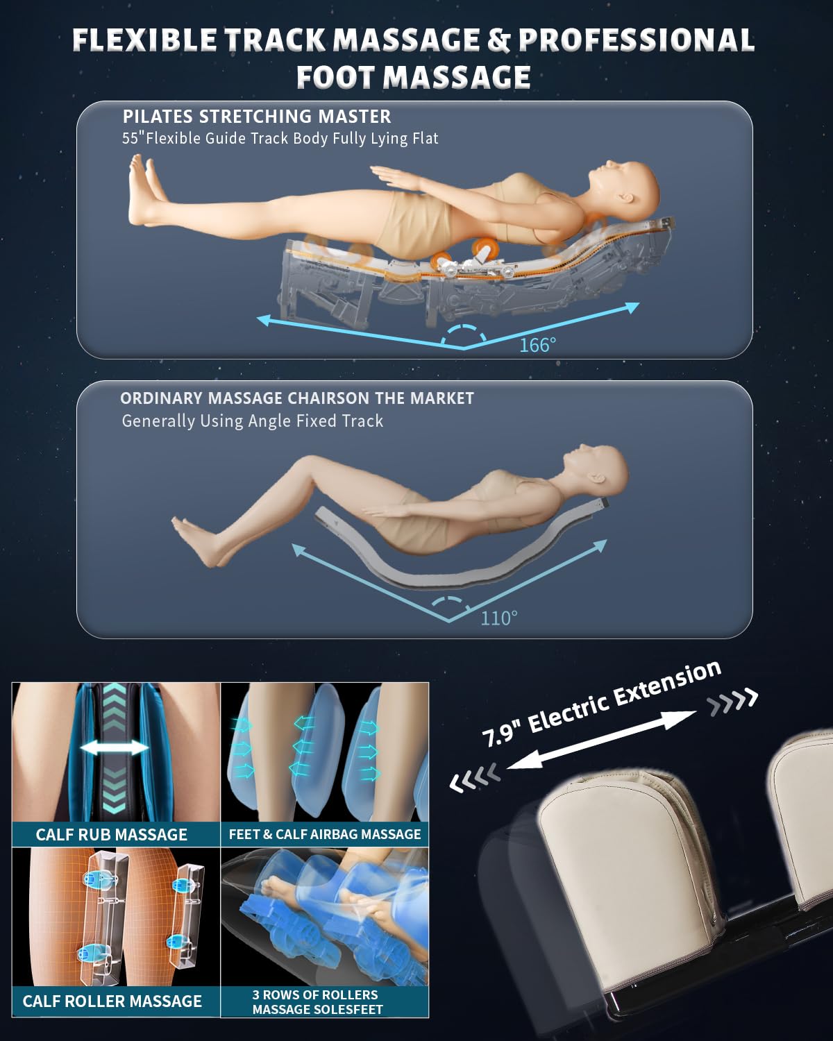 RelaxRelife 4D Full Body Massage Chair with Flexible 166° Track, Reading Light, 18 Massage Modes, 11 Techniques, 36 Airbags, Zero Gravity Recliner with Yoga Stretch and Foot Massage Beige RelaxRelife