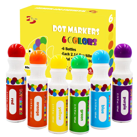 Yuanhe Dot Markers Bingo Daubers - 6 Colors Washable Paint Dotters for Toddlers and Kids Art Supply Yuanhe