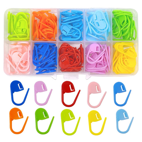 HFZRZFH 150PCS Colorful Plastic Locking Stitch Markers for Knitting, Crochet, DIY - 10 Colors with Storage Box HFZRZFH