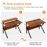 ODK Small Desk, 27.5 Inch Small Computer Desk for Small Spaces, Compact Desk with Storage, Tiny Desk Study Desk with Monitor Stand for Home Office, Espresso ODK