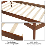 MERITLINE Twin Size Platform Bed with Headboard and Footboard, Wooden Bed Frame, No Box Spring Needed – Walnut MERITLINE