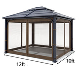 Gazebo Universal Replacement Mosquito Netting - Wonwon Outdoor Gazebo Canopy 4-Panel Screen Walls with Zipper for 10' x 12' Gazebo (Mosquito Net Only) (Brown) Wonwon