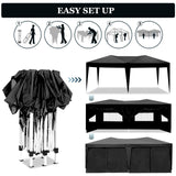 Susici 10x20 Pop Up Canopy Outdoor Tent Party Tent with 6 Sidewalls, Wedding Party Tent Outdoor Canopy Waterproof UV50 Canopy Tent Event Shelter for Parties, 6 pcs Weight Bag,Carry Bag,Black susici