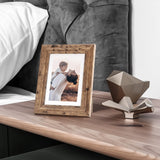 TWING 5x7 Picture Frames Set of 6, Rustic Picture Frame 4x6 with Mat or 5X7 Without Mat, Tabletop Display Wall Mounting Collage Photo Frames Brown Walnut Wood Pattern TWING