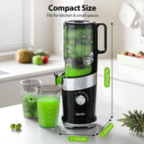 Juicer Machines, Aeitto Cold Press Juicer,4.9" Wide Mouth Fits for Whole Fruits and Vegetables, Slow Masticating Juicer Easy to Clean, High Juice Yield,Black Aeitto