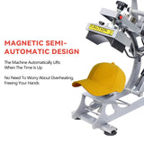 Hat Press Heat Machine, 2-in-1 Commercial Caps Hat Heat Press Transfer Machine 12x12cm Semi-Auto Magnetic Digital Press, American Standard 110V Small Label Stamping Machine Heat Press Machine for Caps Poggyyi