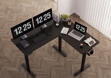 Claiks L Shaped Standing Desk Adjustable Height, Dual Motor Electric Corner Standing Desk, 63x55 inch Sit Stand up Desk with Splice Board, Black Claiks