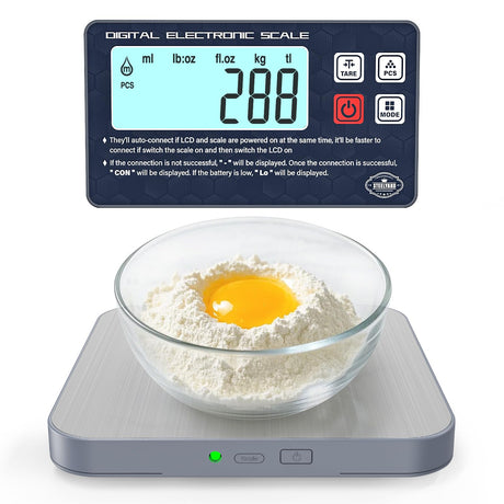 AWLKIM® Digital Kitchen Food Scale -Detachable Display Electronic Weight Scale for Baking, Bread Making & Coffee Brewing, 304 Stainless Steel Platform, Backlit LCD, Count Mode, Wall-Mount & Tilt Stand AWLKIM