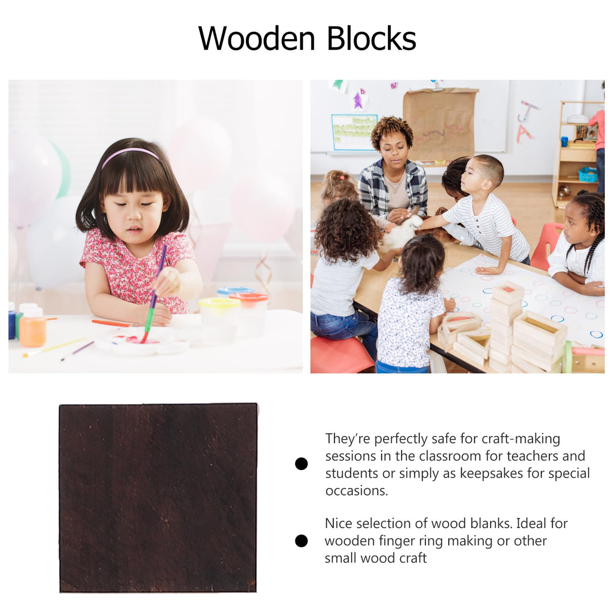 EXCEART Unfinished Wooden Block 24Pcs Wood Finger Ring Blanks Jewelry Making Wood Turning Craft Ornaments EXCEART