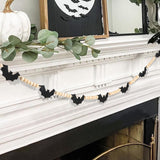 Halloween Decorations-Black Felt Bats Wood Beads Garland for Halloween Decorations Indoor- Farmhouse Felt Banner for Fireplace Mantel Walls FestalMart