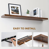 Fun Memories Floating Shelves 48 Inch Long, 9.3 Inch Deep Wall Shelf for Fireplace Mantel, Rustic Farmhouse Wooden Shelves for Wall Decor Bathroom, Kitchen, Office, Rustic Brown, Set of 1 Fun Memories